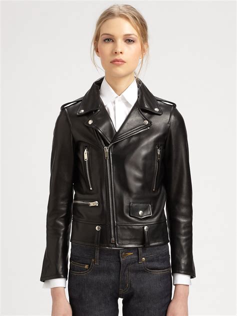 saint laurent leather jacket women.